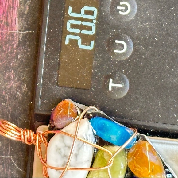 Necklace Pendant, Handmade assemblage Wire Wrapped real Stones Resin Set 4300 G - Picture 9 of 11
